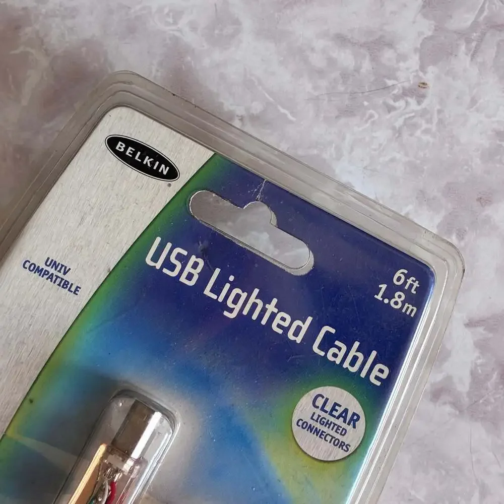 Belkin 6ft USB A to B Lighted Printer Cable with Clear LED Connectors F3U144-06-